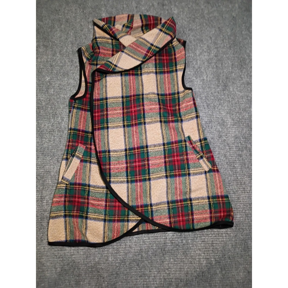 Top It Off Women's Sleeveless Plaid Open Cardigan Size Large (12-14)